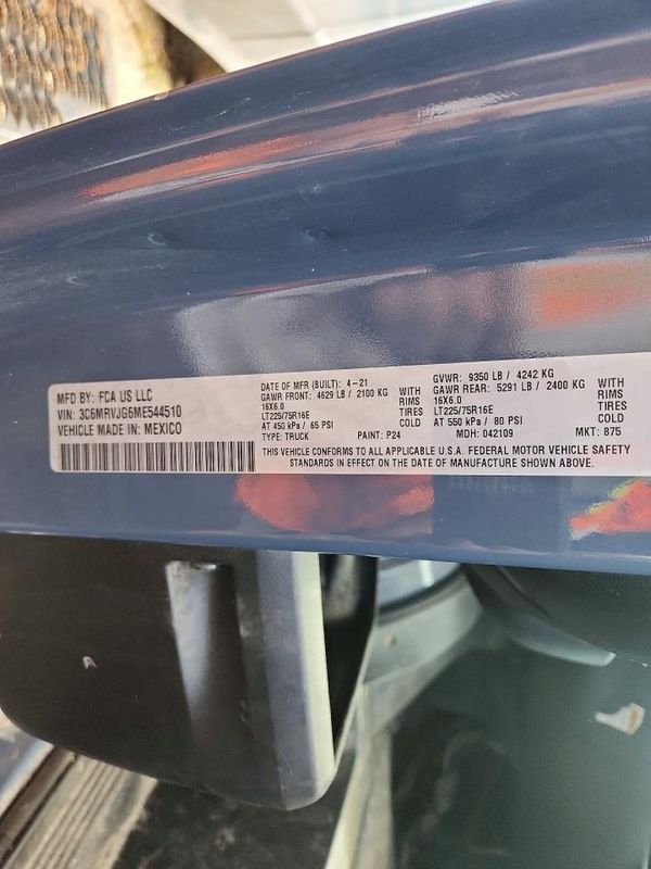 2021 RAM PROMASTER 3500 — VINS