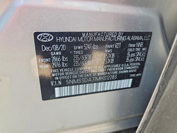 2021 HYUNDAI SANTA FE SEL w/ Premium Pkg — VINS