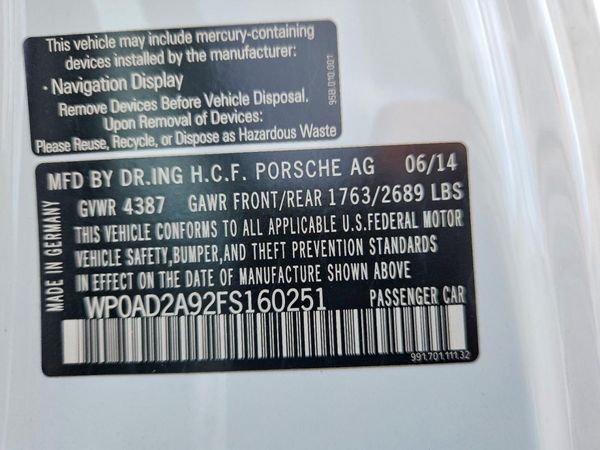 2015 PORSCHE 911 Base, S — VINS