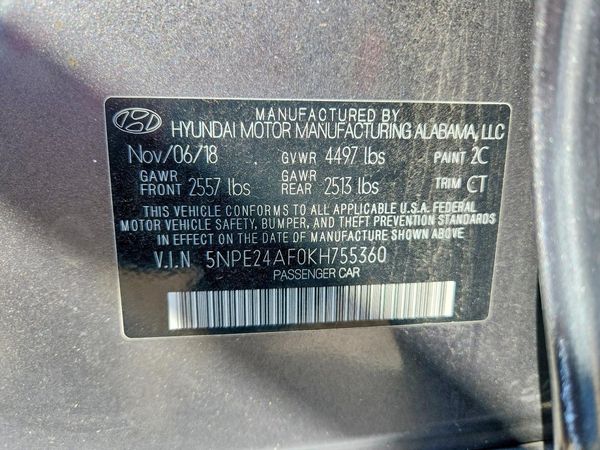 2019 HYUNDAI SONATA Eco Turbo, SE — VINS