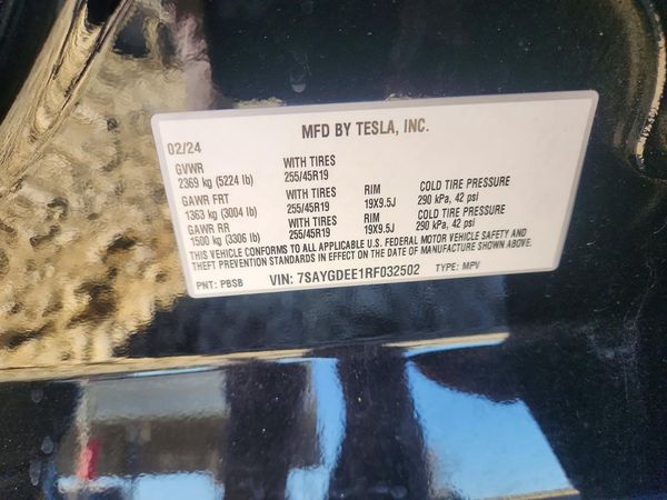 2024 TESLA MODEL Y — VINS