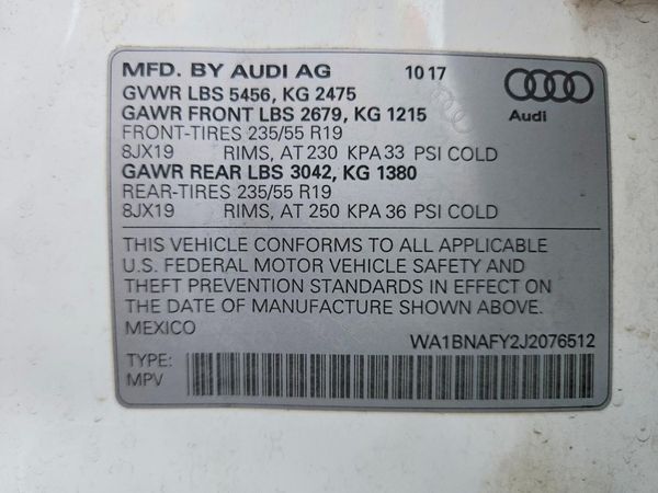 2018 AUDI Q5 quattro Premium Plus — VINS