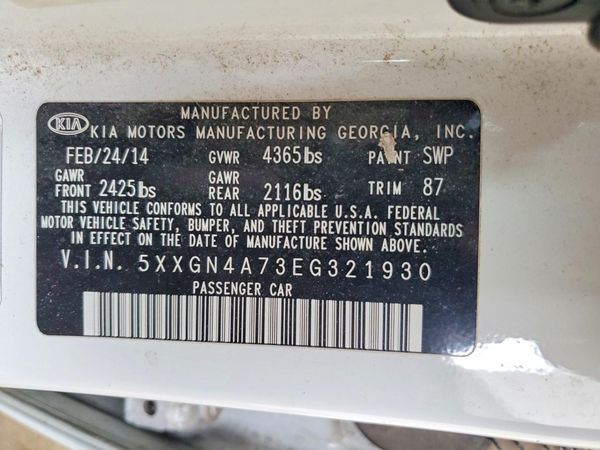 2014 KIA OPTIMA 2.4 EX STD/Premium /Tech — VINS