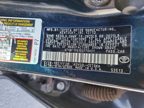 2014 TOYOTA CAMRY — VINS
