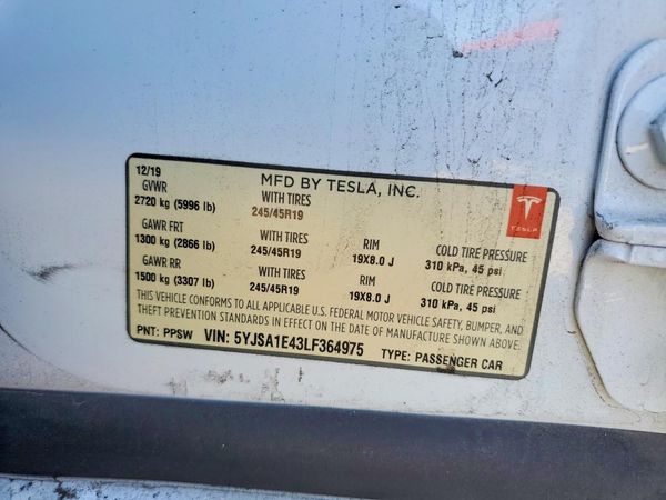 2020 TESLA MODEL S — VINS