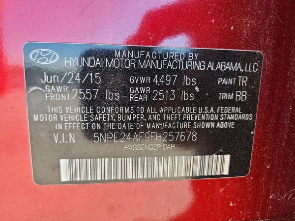 2015 HYUNDAI SONATA SE, ECO — VINS