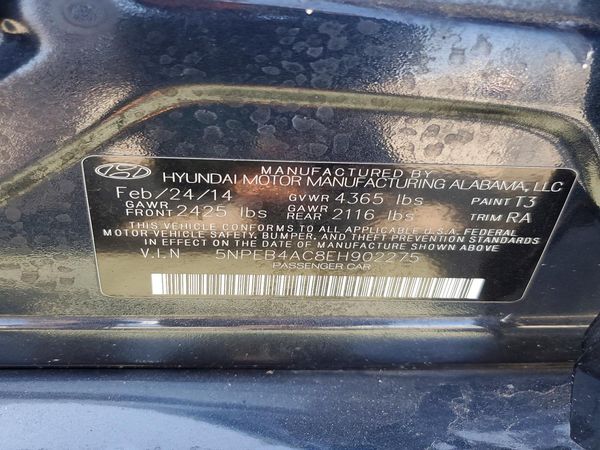 2014 HYUNDAI SONATA GLS/ GLS Popular — VINS
