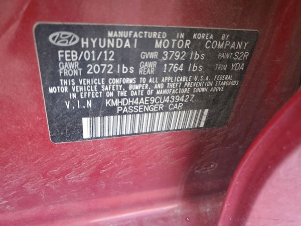 2012 HYUNDAI ELANTRA GLS(Middle grade) — VINS