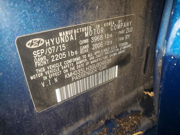 2016 HYUNDAI ELANTRA — VINS