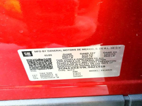 2020 CHEVROLET EQUINOX LT (1LT) — VINS