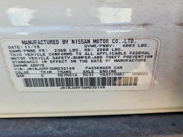2016 INFINITI QX50 — VINS