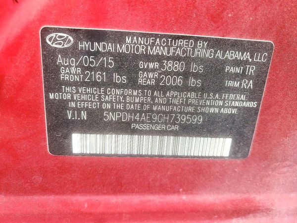 2016 HYUNDAI ELANTRA — VINS