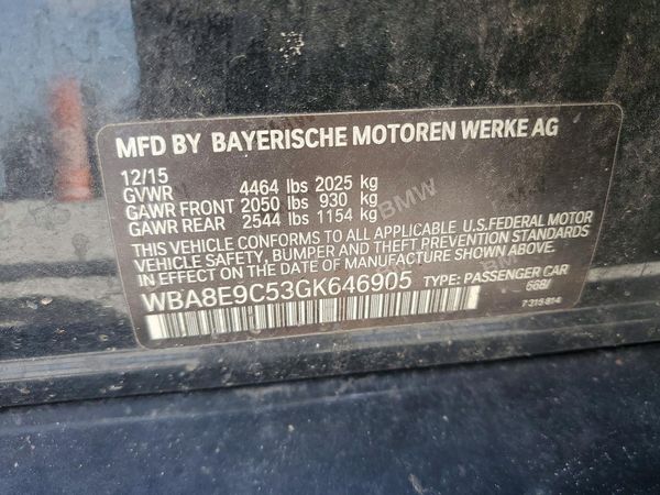 2016 BMW 3 SERIES — VINS