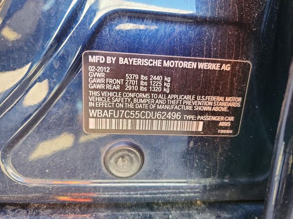 2012 BMW 5 SERIES xDrive — VINS