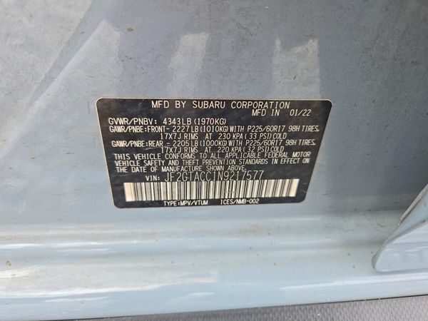 2022 SUBARU CROSSTREK Premium — VINS