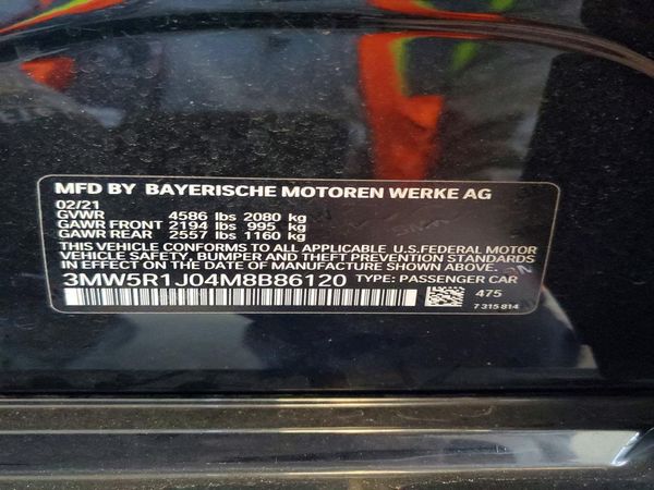 2021 BMW 330I — VINS
