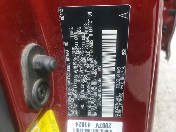 2012 TOYOTA SIENNA — VINS