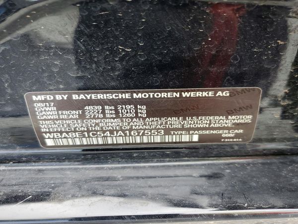 2018 BMW 330E — VINS