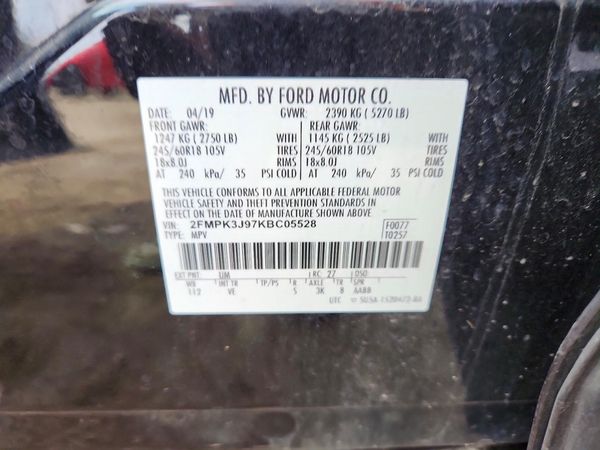 2019 FORD EDGE SEL — VINS