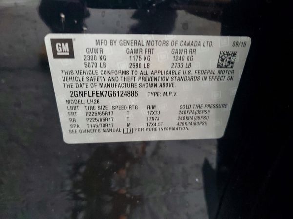 2016 CHEVROLET EQUINOX LT — VINS