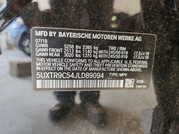 2018 BMW X3 sDrive30i — VINS