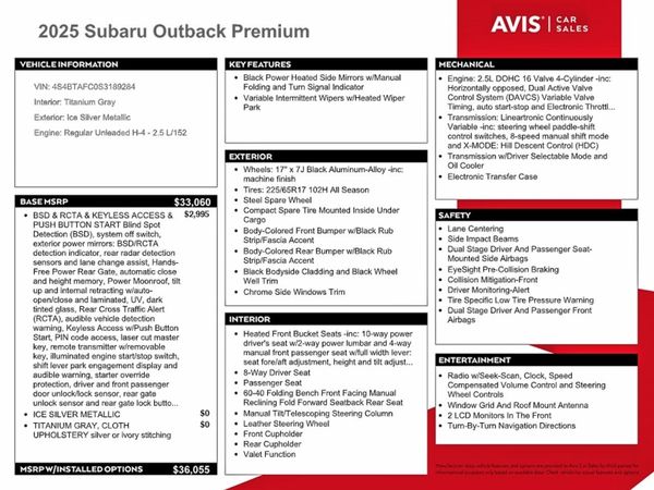 2025 SUBARU OUTBACK Premium