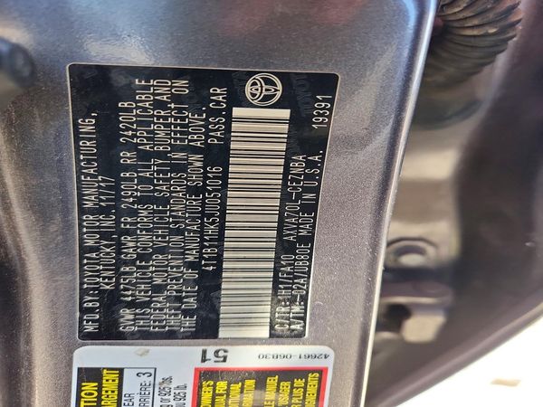 2018 TOYOTA CAMRY L/LE/SE/XLE — VINS