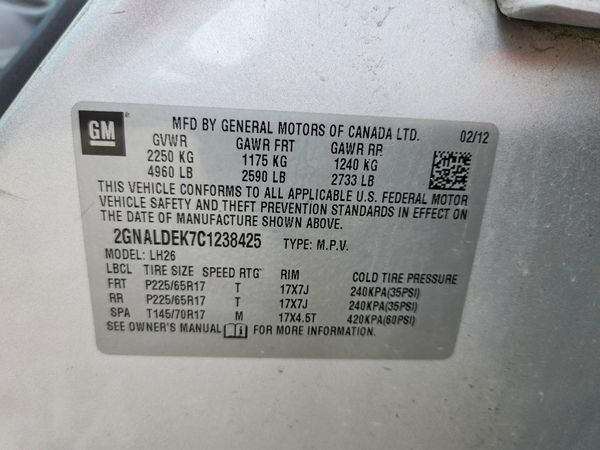 2012 CHEVROLET EQUINOX 1LT — VINS
