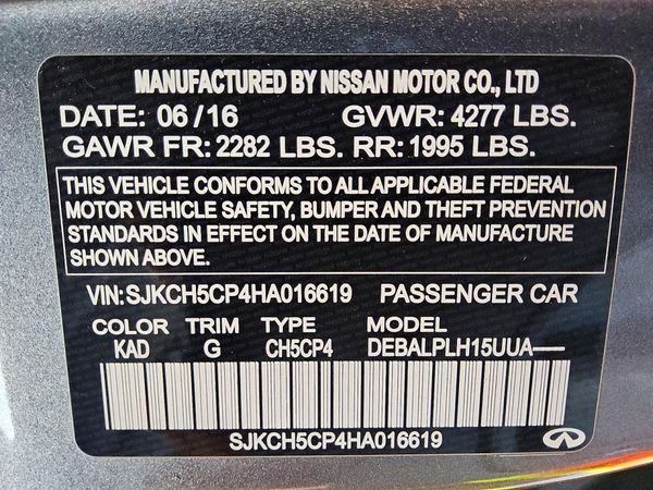 2017 INFINITI QX30 — VINS