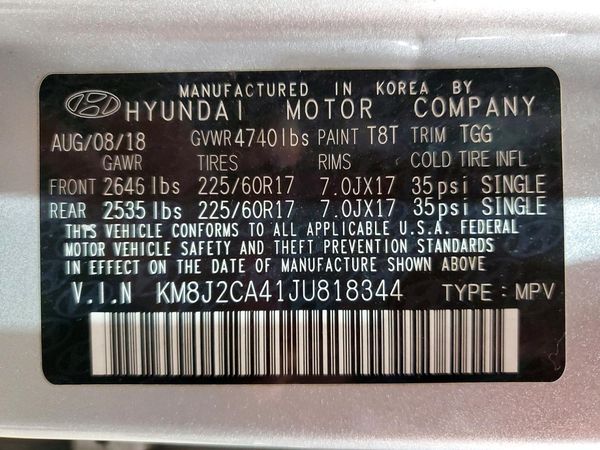 2018 HYUNDAI TUCSON SE Standard — VINS