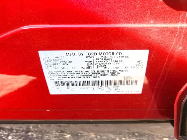 2020 FORD EDGE SEL — VINS