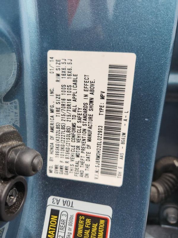 2014 HONDA CRV LX — VINS