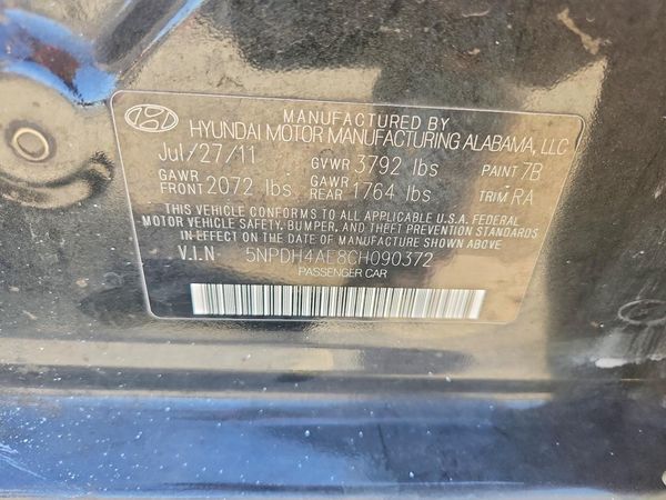 2012 HYUNDAI ELANTRA GLS(Middle grade) — VINS