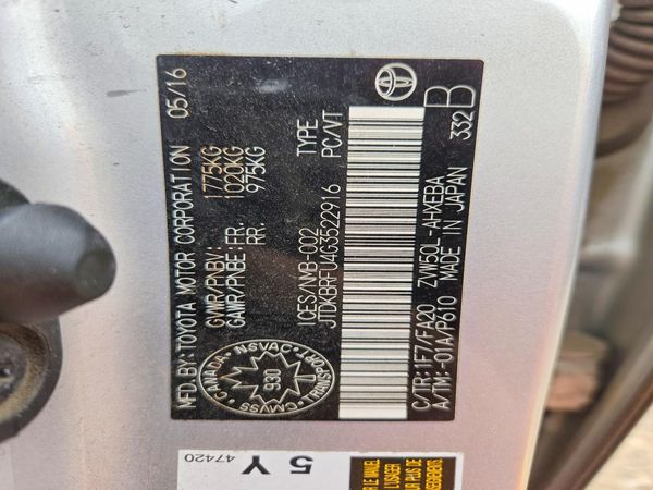 2016 TOYOTA PRIUS One/Two — VINS