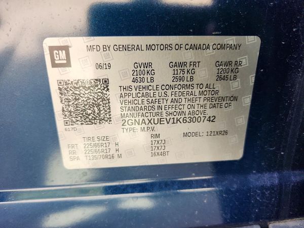 2019 CHEVROLET EQUINOX LT (1LT) — VINS