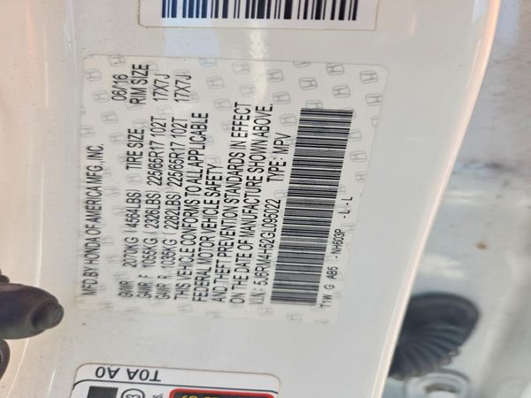 2016 HONDA CRV EX — VINS