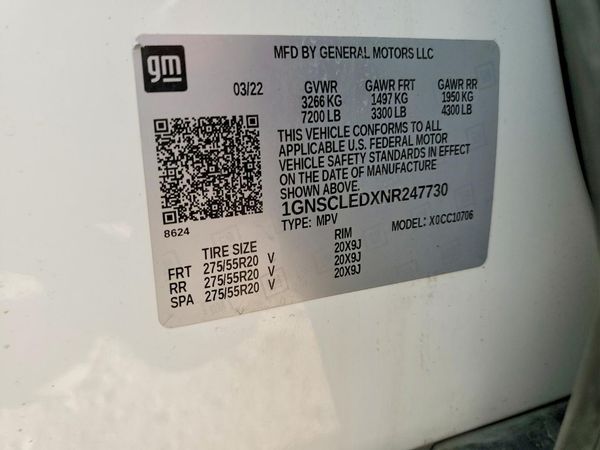2022 CHEVROLET TAHOE FL — VINS