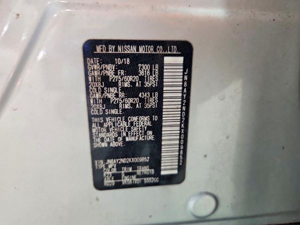 2019 NISSAN ARMADA — VINS