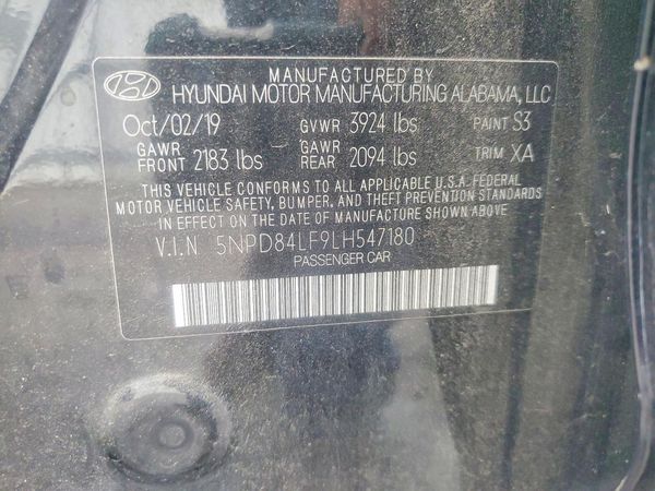 2020 HYUNDAI ELANTRA — VINS