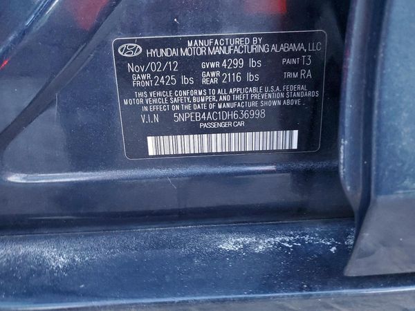2013 HYUNDAI SONATA GLS/ GLS Popular — VINS