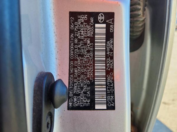 2012 TOYOTA PRIUS — VINS