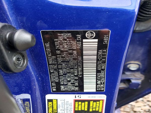 2018 TOYOTA CAMRY L/LE/SE/XLE — VINS