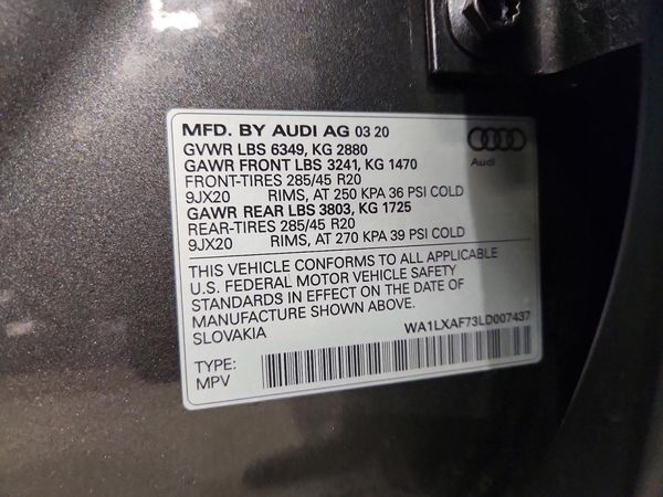 2020 AUDI Q7 quattro Premium Plus — VINS