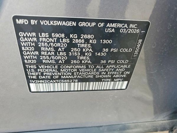 2026 VOLKSWAGEN ATLAS 4Motion SE — VINS