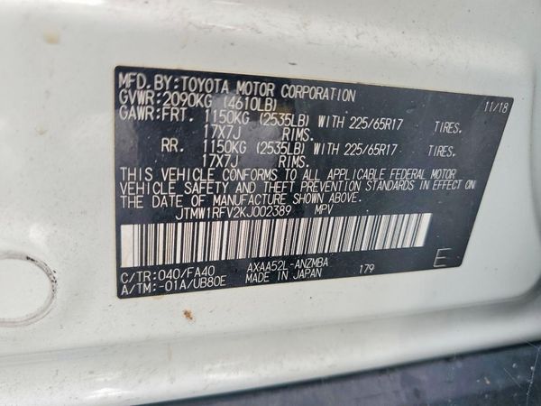 2019 TOYOTA RAV4 — VINS