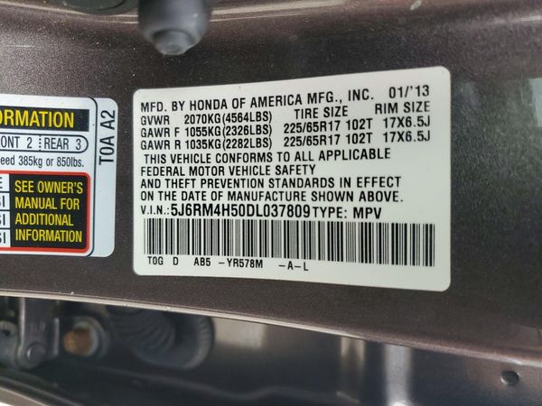 2013 HONDA CRV EX — VINS