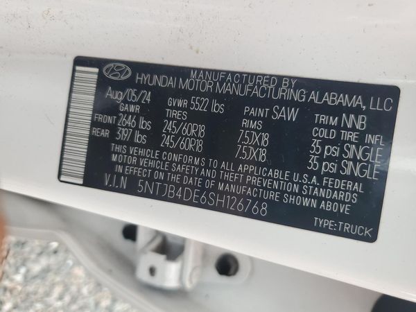 2025 HYUNDAI SANTA CRUZ SEL — VINS