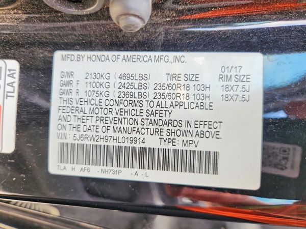 2017 HONDA CRV Touring — VINS