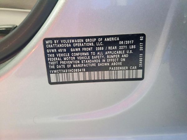 2017 VOLKSWAGEN PASSAT SEL Premium — VINS