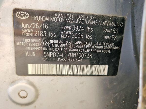2017 HYUNDAI ELANTRA SE Base — VINS